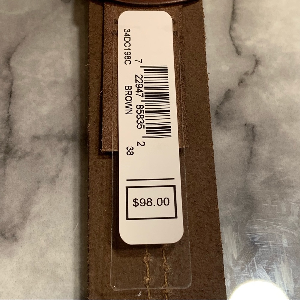 Frye Men’s Genuine Leather Brown Stitched Belt - Picture 15 of 16